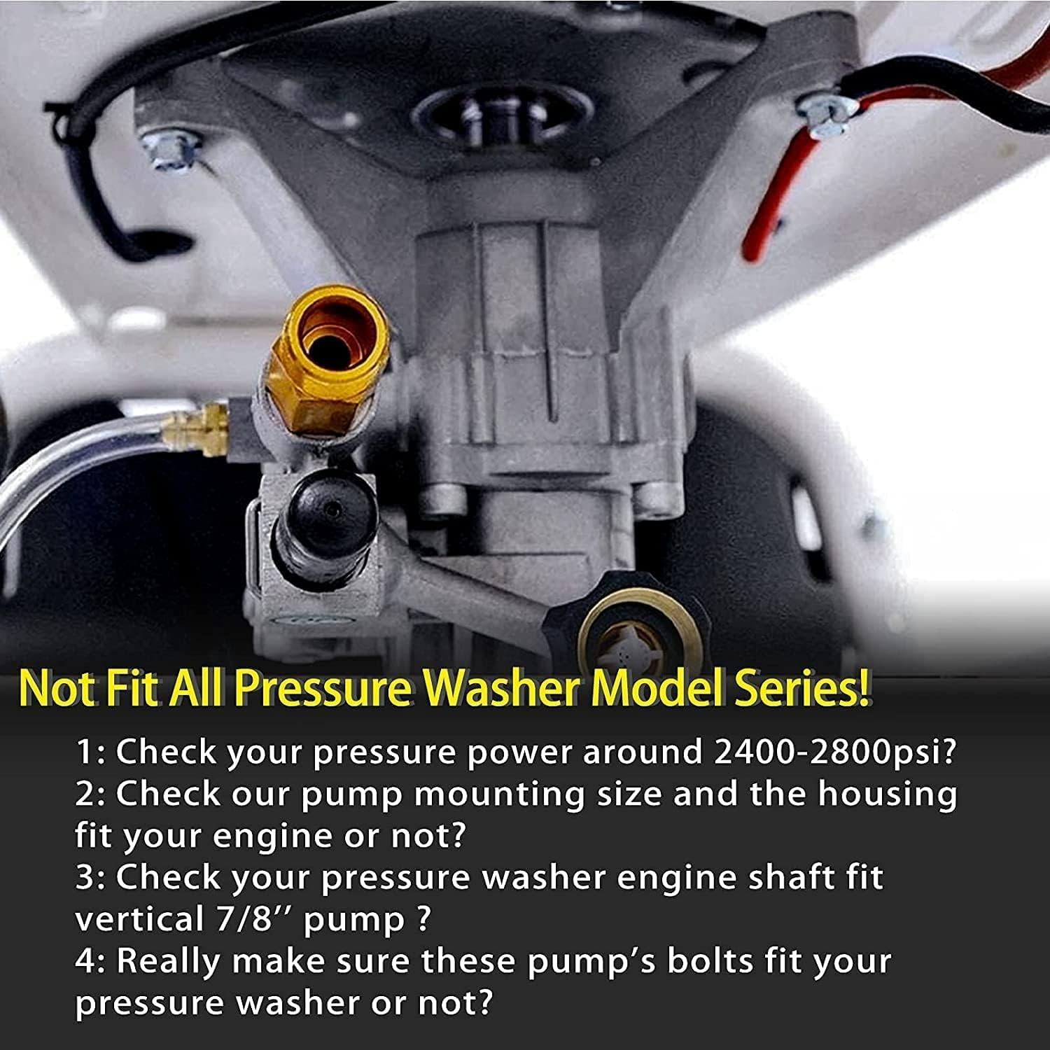 Pressure Washer Pump Replacement 7/8” Shaft 2800 PSI Gas Engine Compatible