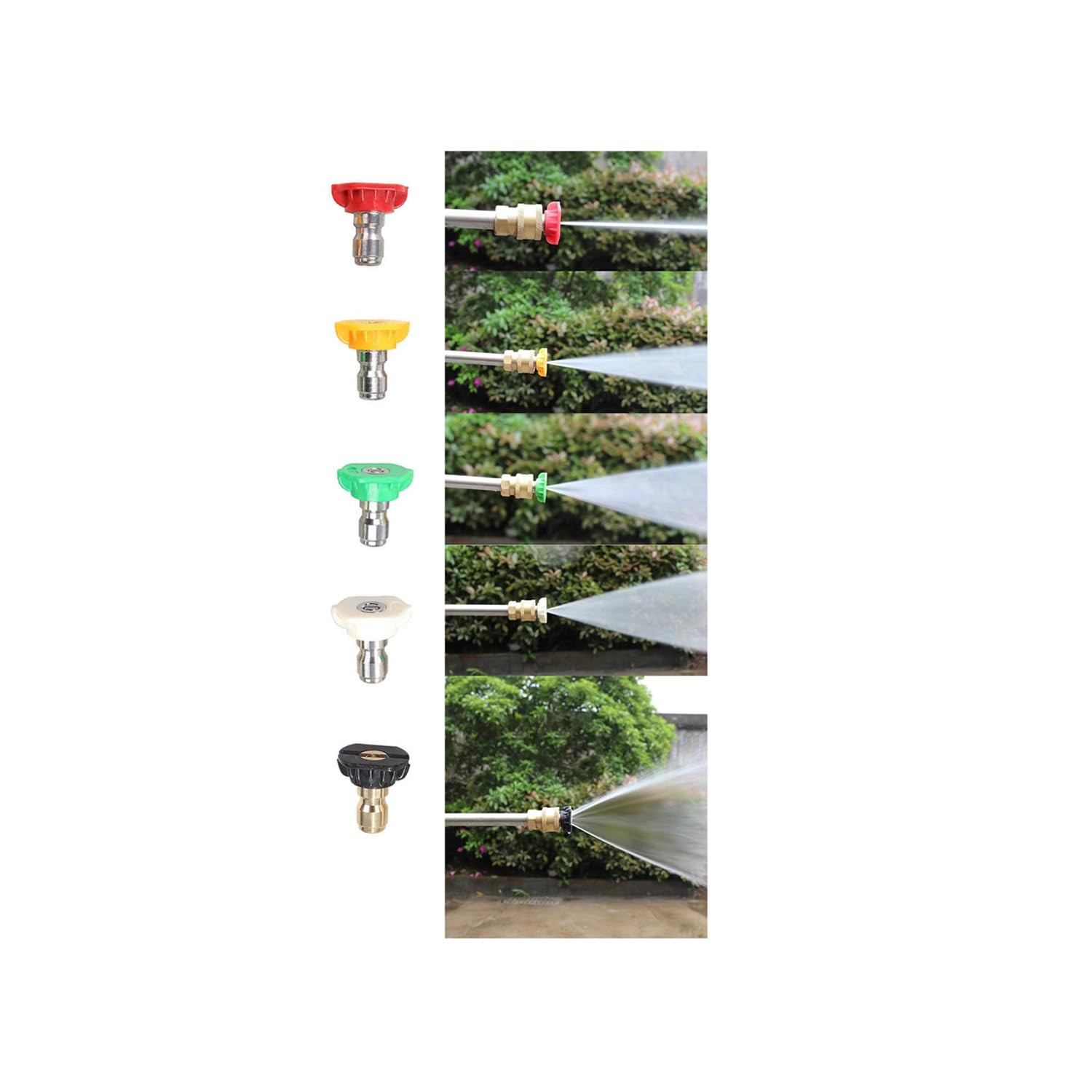 Laranvi 5 Pack Pressure Washer 1.2 inches, Black,Red,Yellow,Green, White