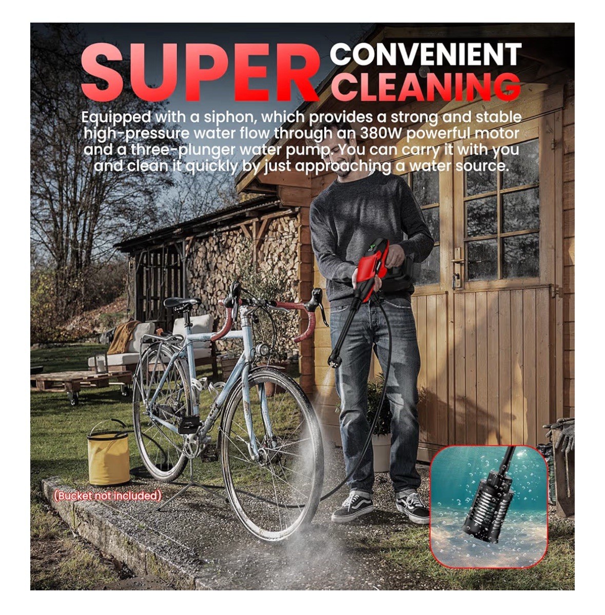CORDLESS PRESSURE WASHER 800PSI Portable Handheld Cleaner 18V Battery Tool