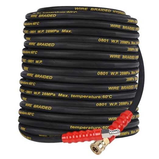 50FT Pressure Washer Hose with 3/8 Inch Quick Connect – High Tensile Wire