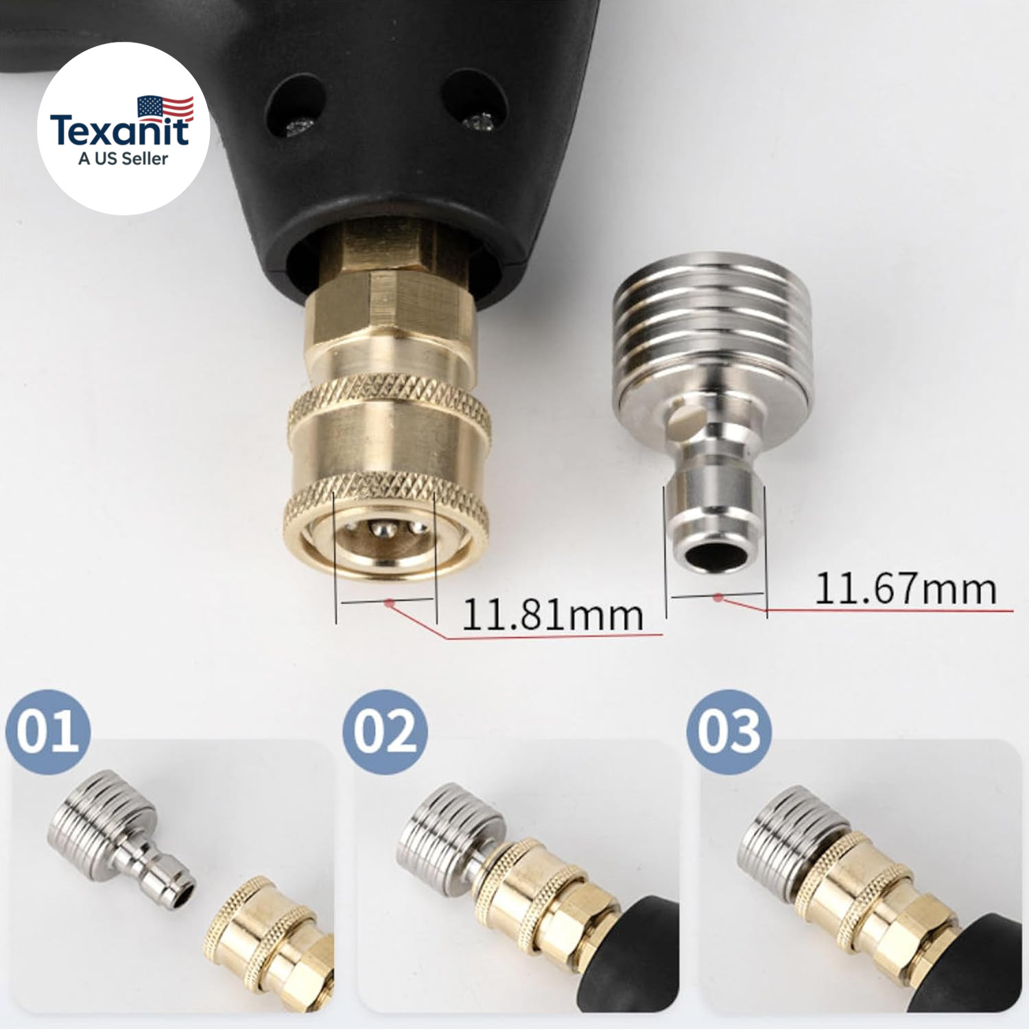 Pressure Washer Tips, Stainless Steel Shower Nozzle Soft Wash Nozzle, 1/4″ Quick