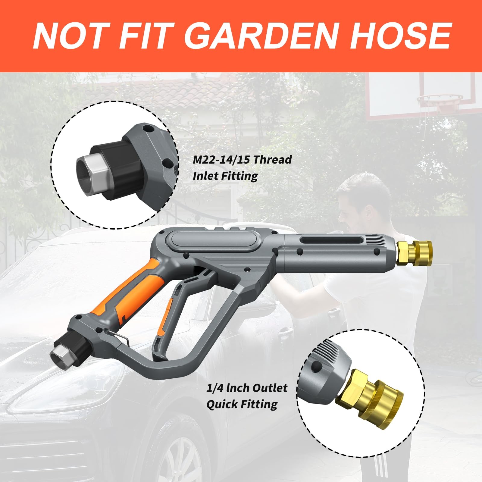 Pressure Washer Gun and Hose 3600 PSI, 50 FT Power Washer Hose, Extension Wan…