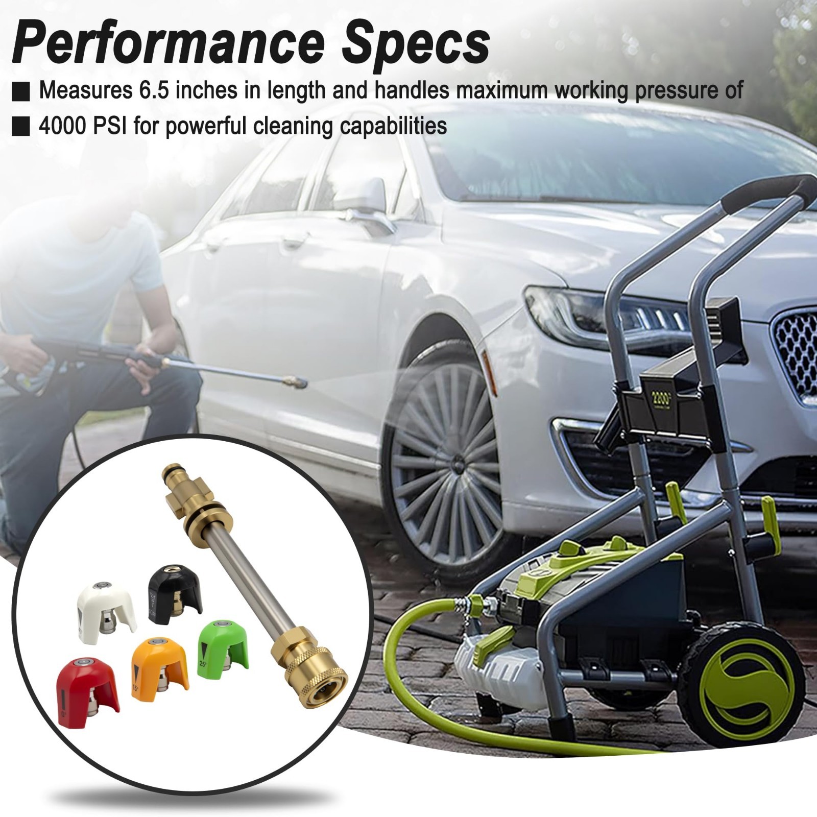 Pressure Washer Gun Adapter & Quick-Connect Nozzles for Sun Joe SPX Series