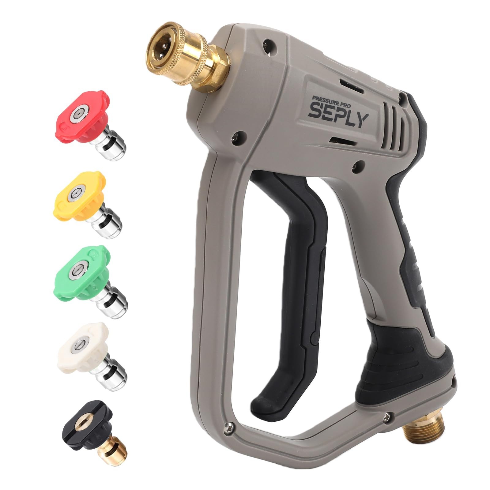 High-Pressure Washer Gun 5000 PSI, 5 Nozzle Tips, M22-14mm, Ergonomic Handle for