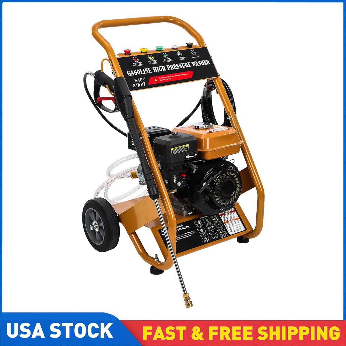 Gas Pressure Washer 3950 PSI 6.5HP 0.6L Oil Capacity 4-Stroke With 5 Nozzles