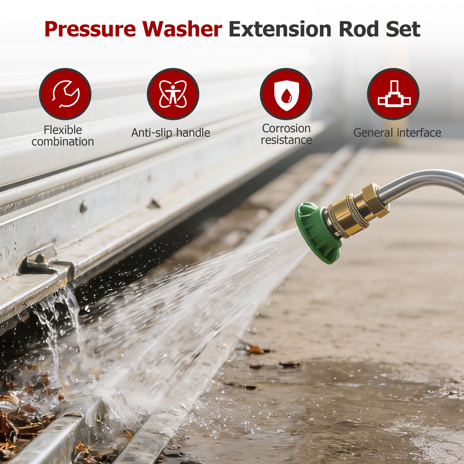9-Piece Set Of High Pressure Water Gun Extension Rod 1/4’’Quick Connect 4000 PSI