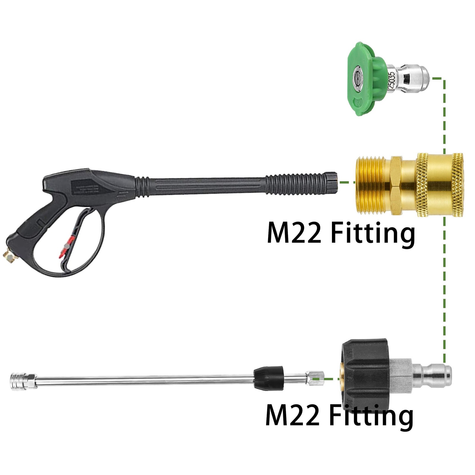 Pressure Washer Adapter Sets M22 14mm To 1/4” Quick Connect Fittings Kits Quick