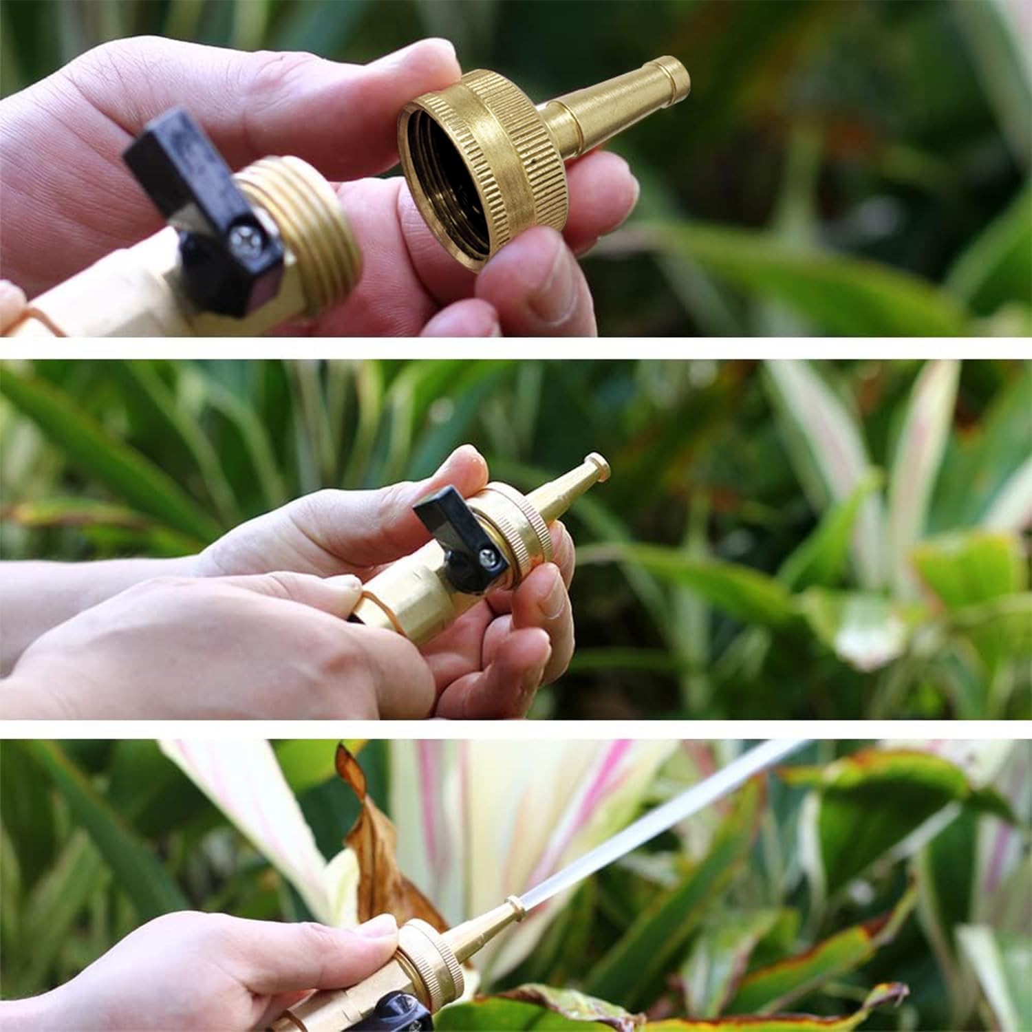 Solid Brass Adjustable Twist Hose Nozzles Hose Sprayer Nozzles Set