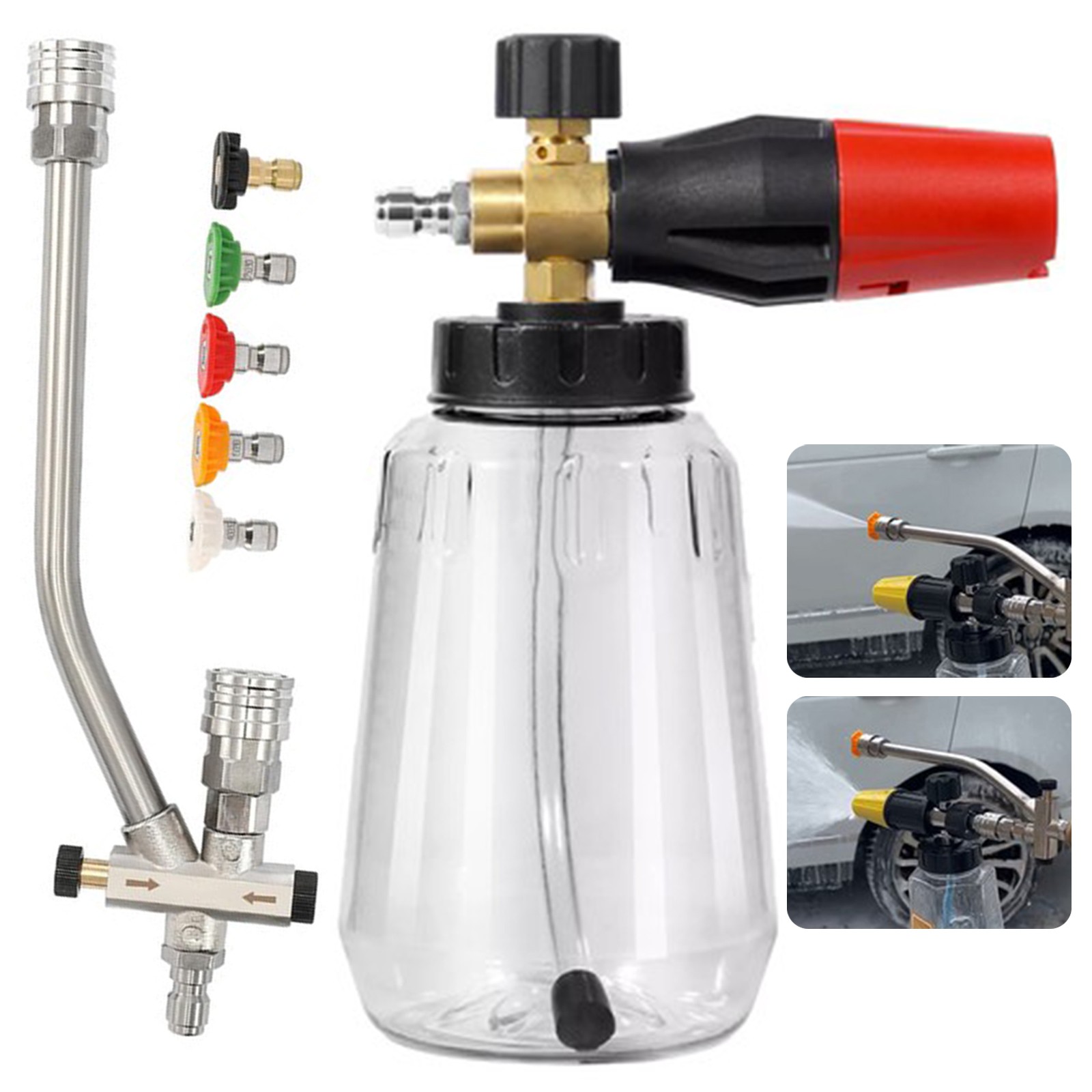 Snow Foam Lance Cannon Gun Car Wash Soap Bottle Sprayer Pressure Washer Set USA