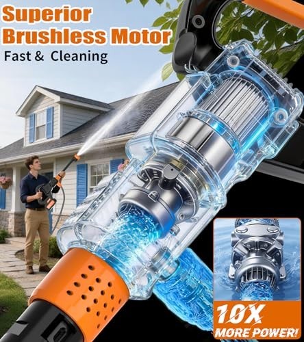 Portable Cordless Washer with 2 Batteries, 6-in-1 Nozzle, 3-Speed Modes, LCD Dis