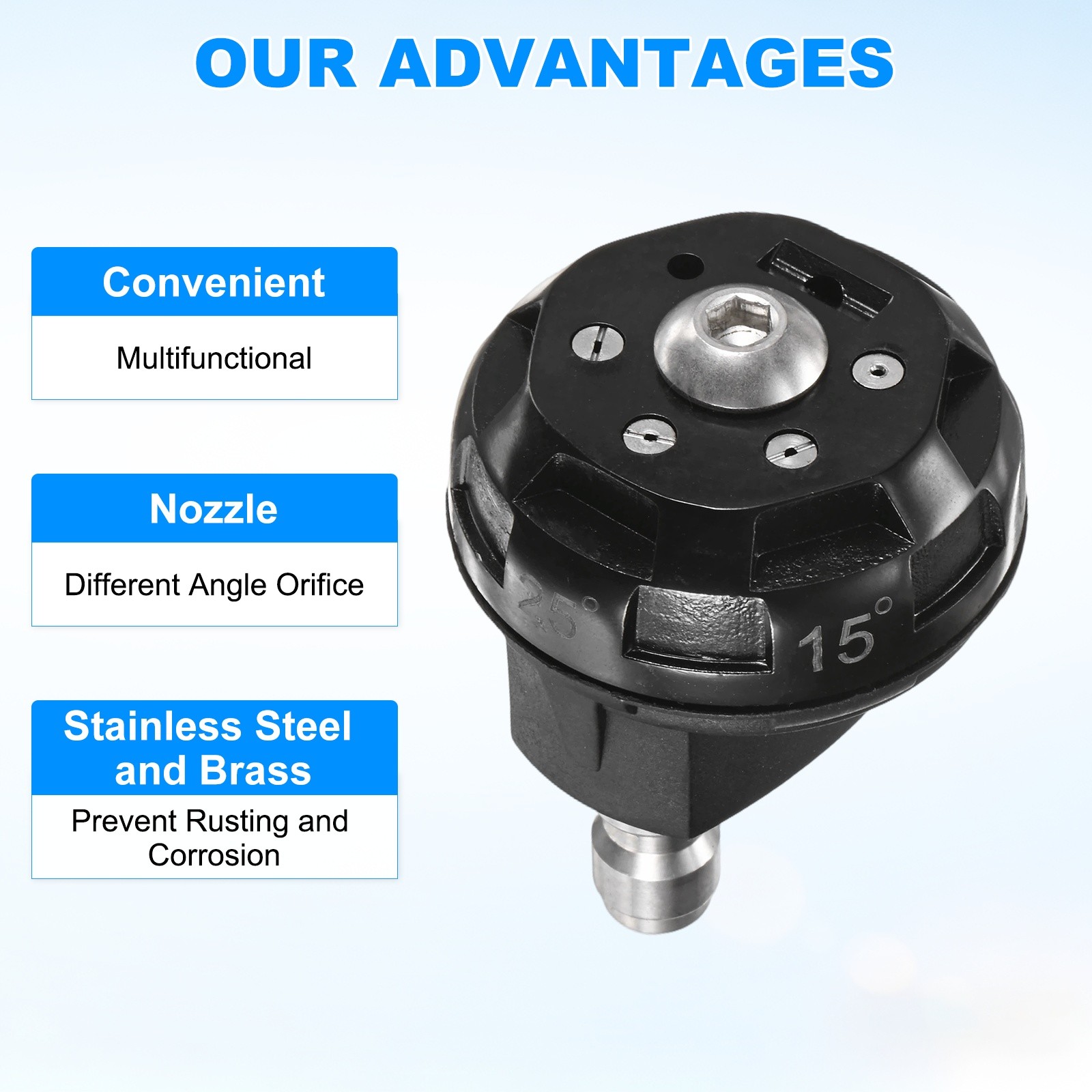 6-in-1 Pressure Washer Nozzle Tips with Connect Adapter, 3600PSI, 2.5GPM