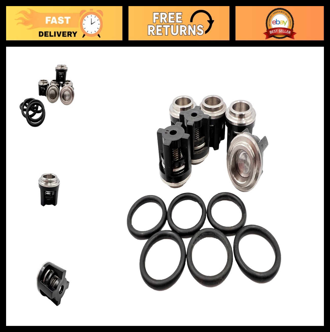 Pressure Washer Valve Kit Replacement – High-Pressure Water Pump Parts, Black