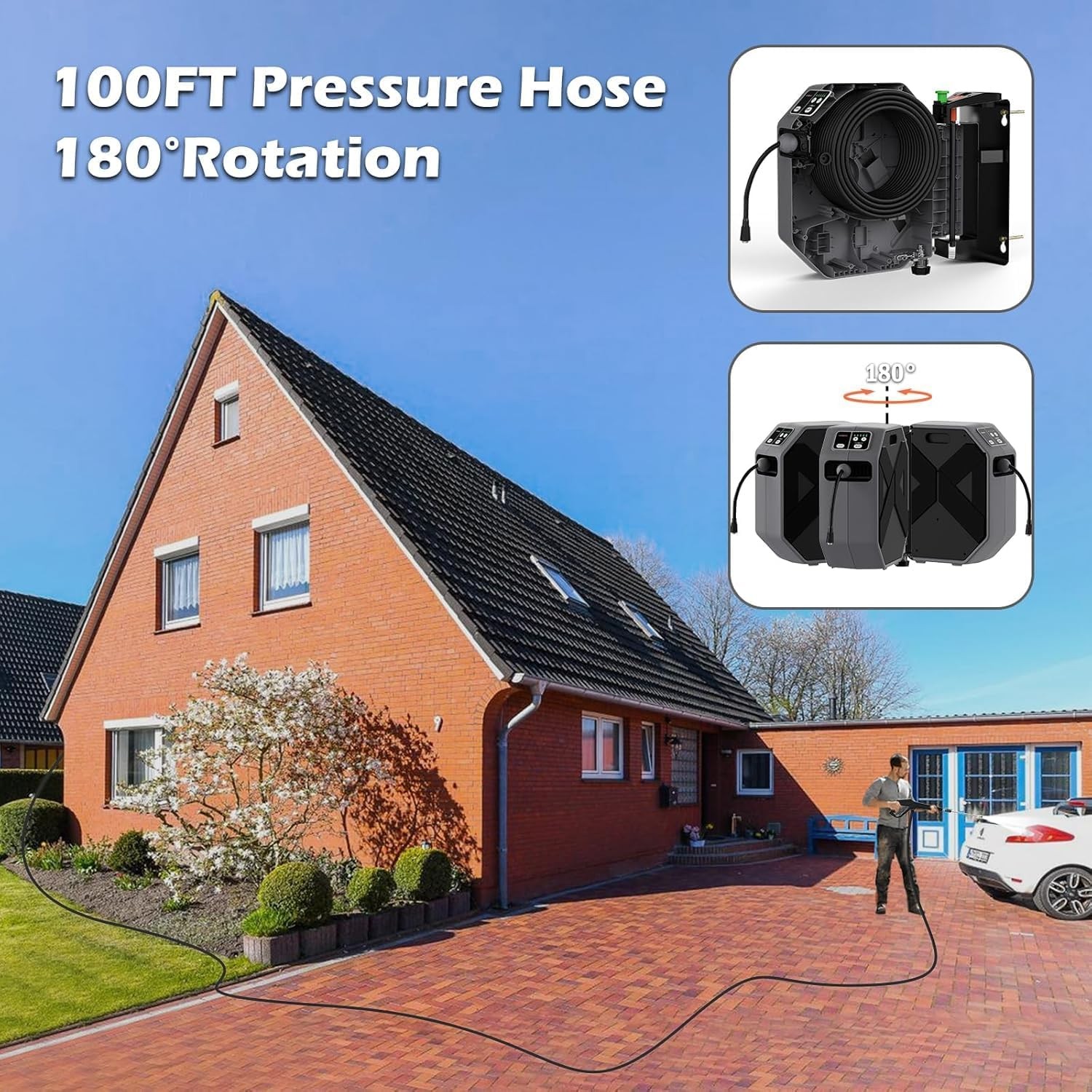 5000PSI GFCI Pressure Washer – 100FT Hose, Foam Cannon & 5 Nozzles