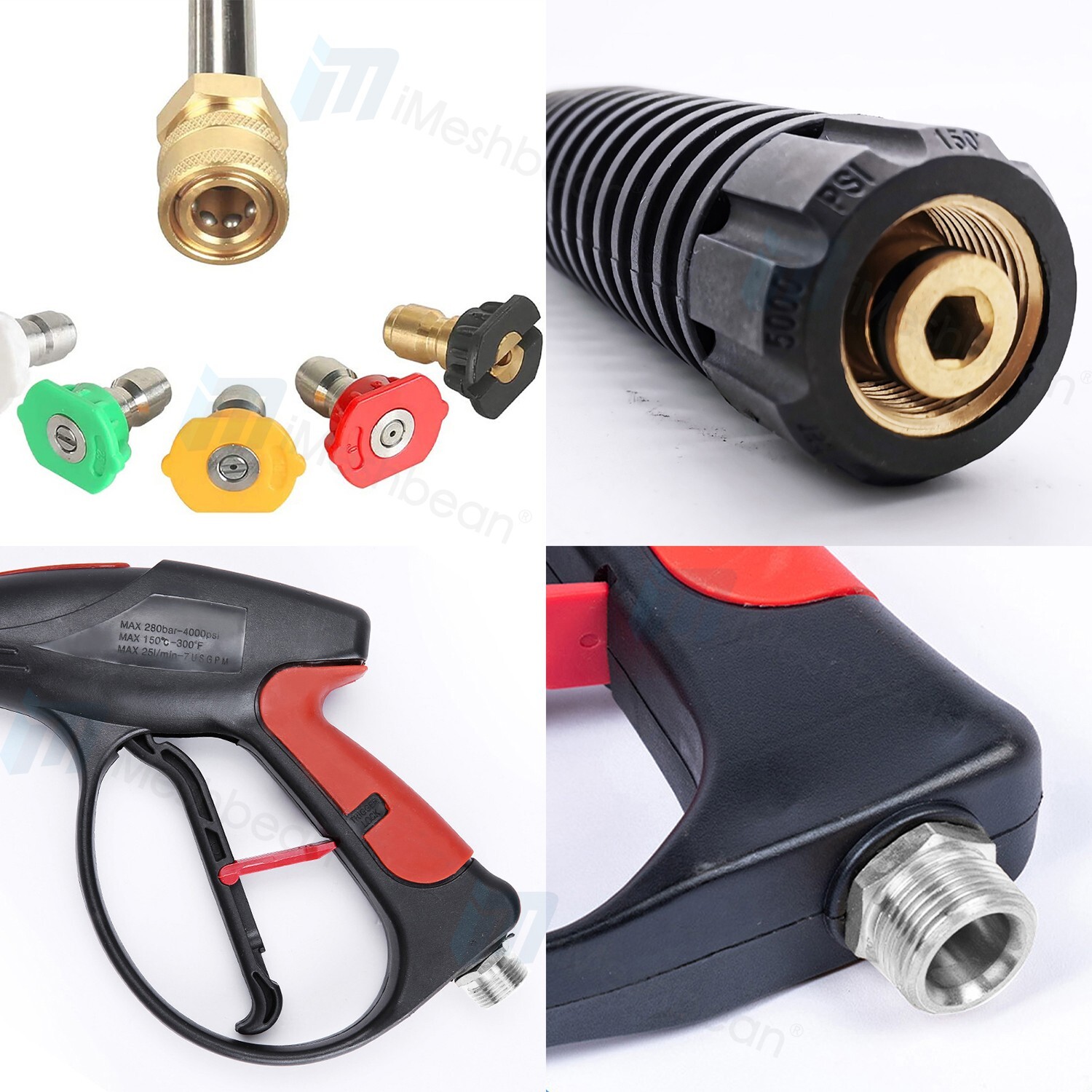 High Pressure 4000PSI Car Power Washer Gun Spray Wand Lance Nozzle and 50ft Hose