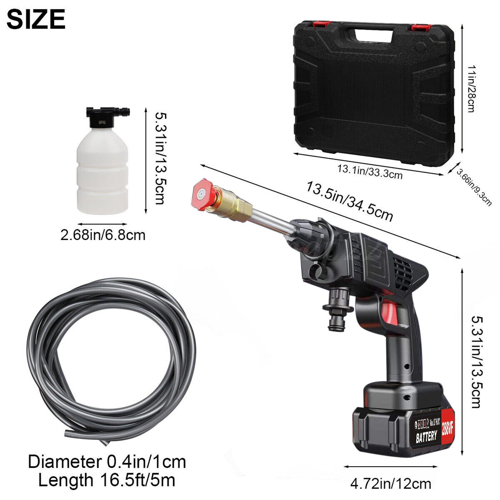 Cordless Electric High Pressure Water Spray Car Gun Portable Washer Gun 2Battery