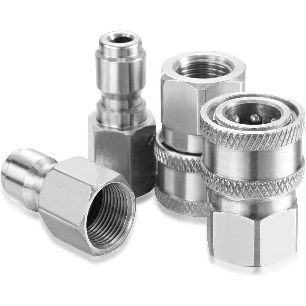 4 Sets NPT 3/8 Inch Stainless Steel Male and Female Quick Connector Kit Pressure