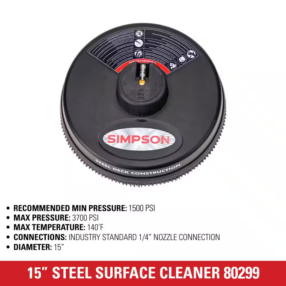 Universal 15 In. 3700 PSI Pressure Washer Surface Cleaner with Nozzle Cleaning T
