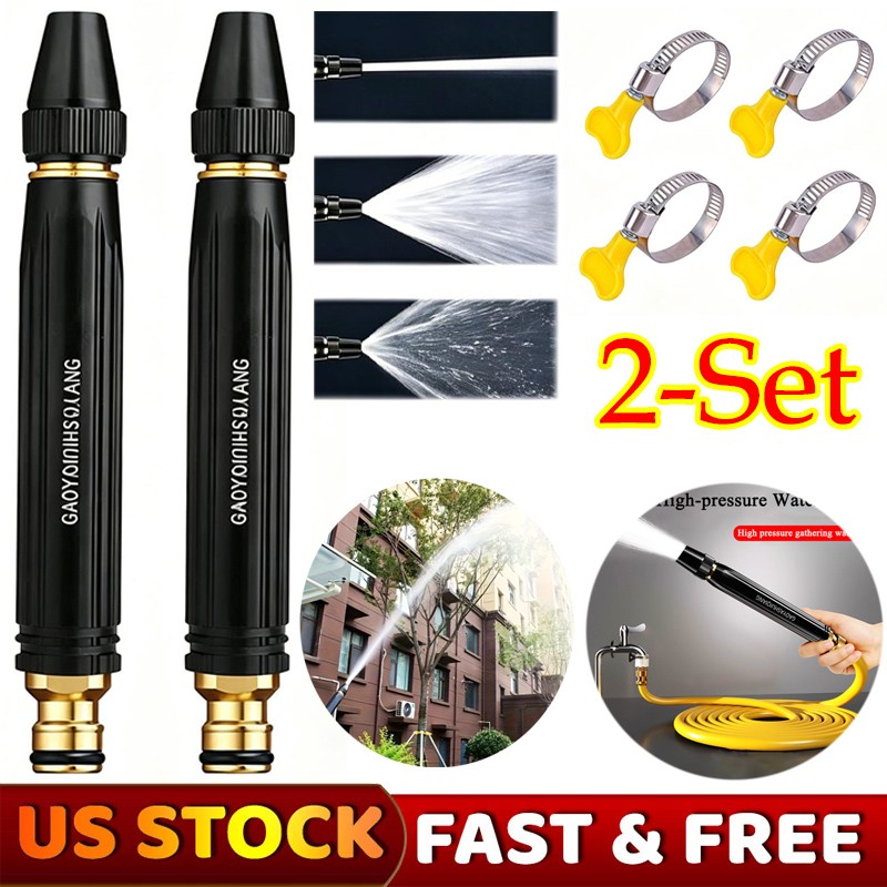 2 SET High Pressure Hose Nozzle Water Gun for Car Wash Garden Pressure Booster