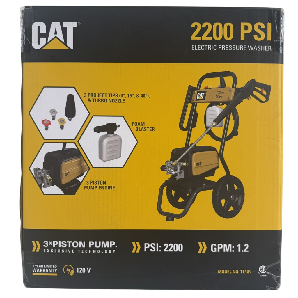 CAT Caterpillar NEW 2200 PSI Electric Pressure Washer Turbo Nozzle 3 Tip 1.2GPM