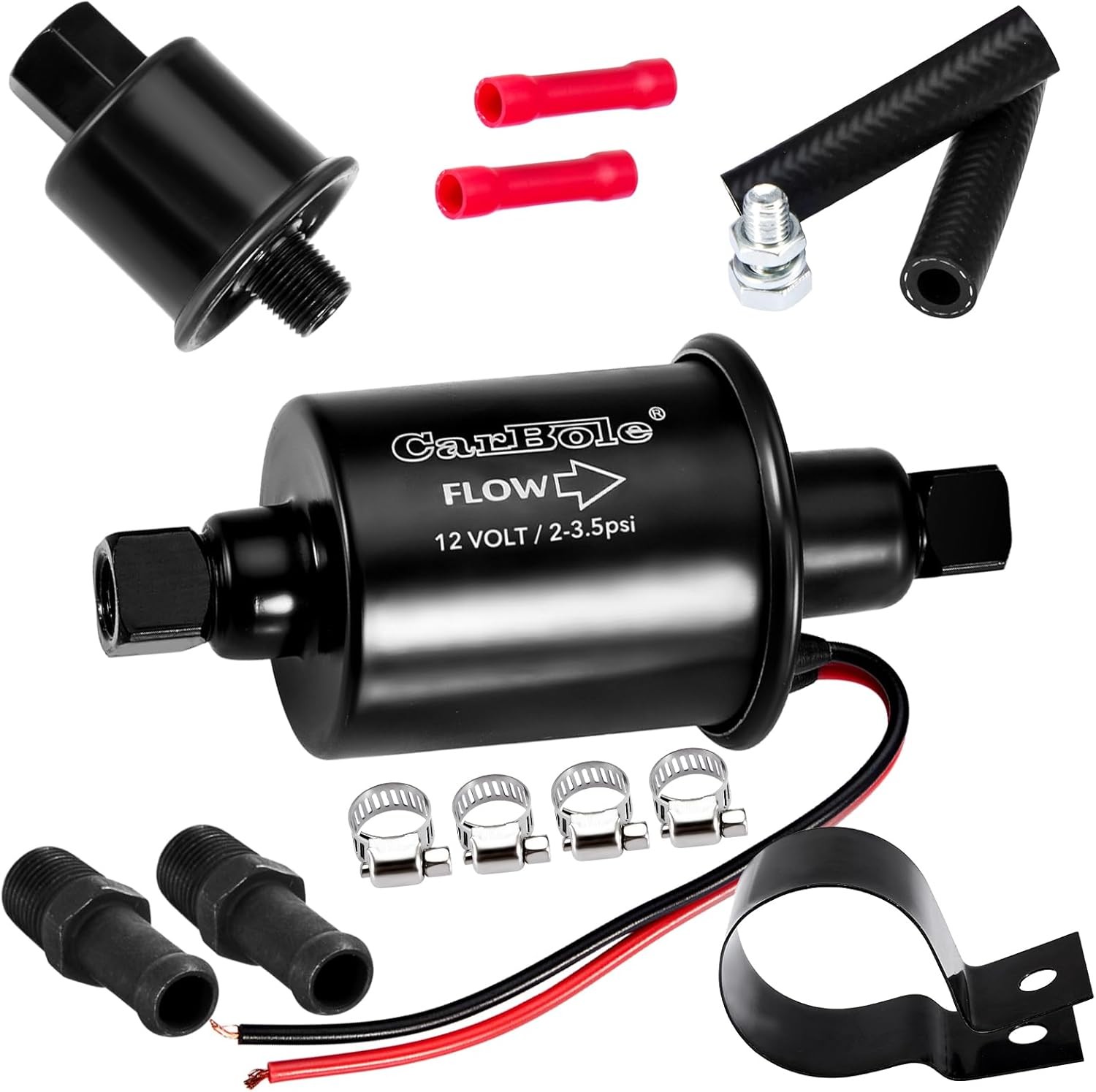 12V Low Pressure Inline Fuel Pump 2-3.5 PSI, Electric Universal Gasoline