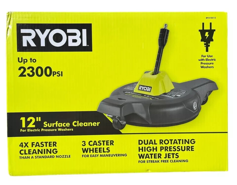 RYOBI 12″ 3100PSI Electric Pressure Washer Surface Cleaner Attachment RY31SC312