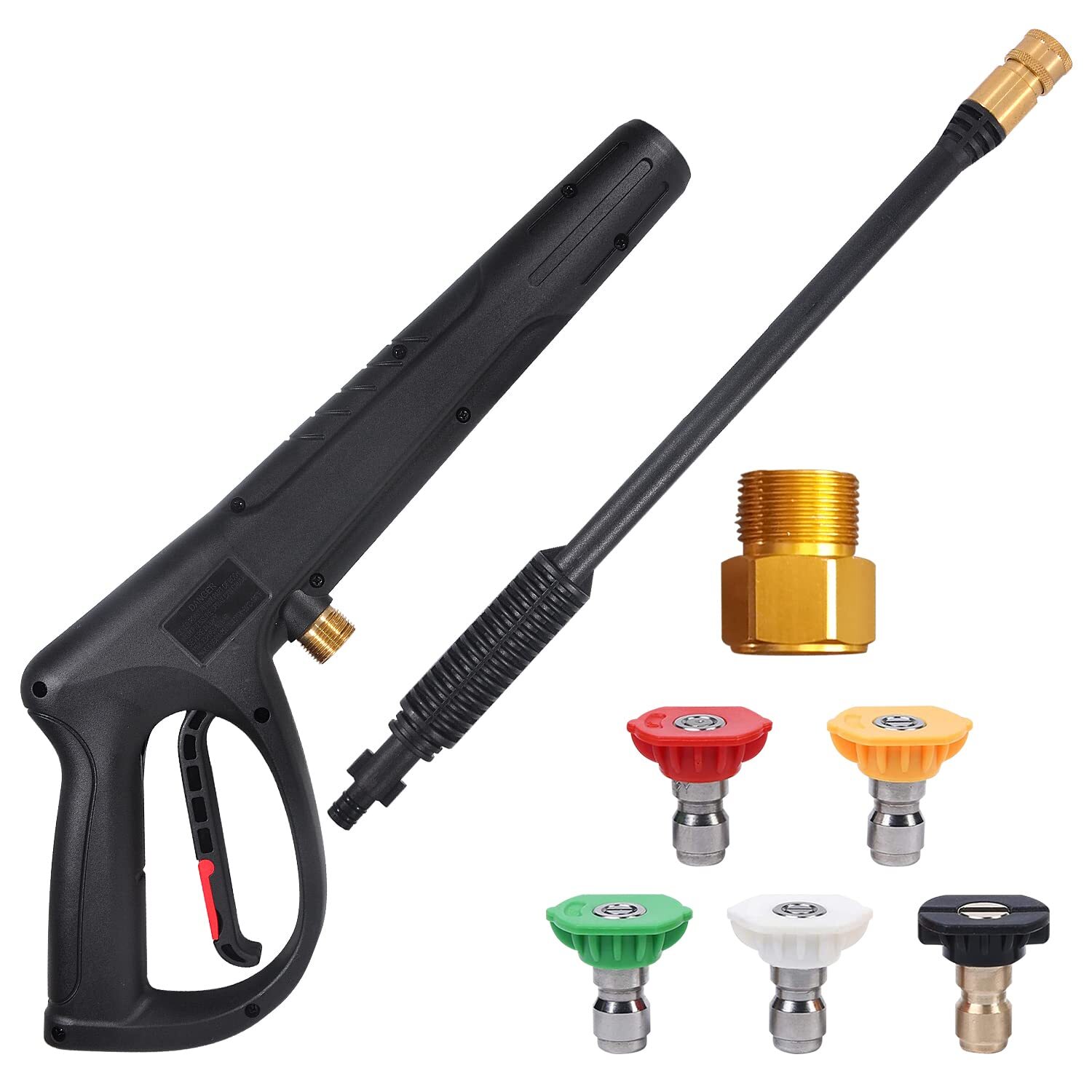 Pressure Washer Gun SET with Extension & 5 Spray Nozzle Tips M22-14mm & M22-15mm