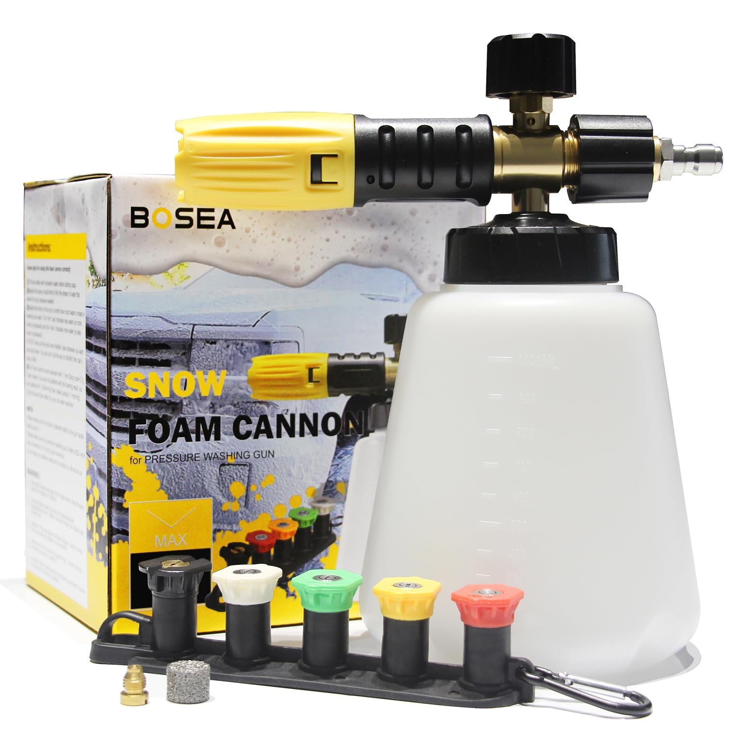 Foam Cannon with Pressure Washer Tips and Nozzle Holder, 4000PSI Car Soap Dis…