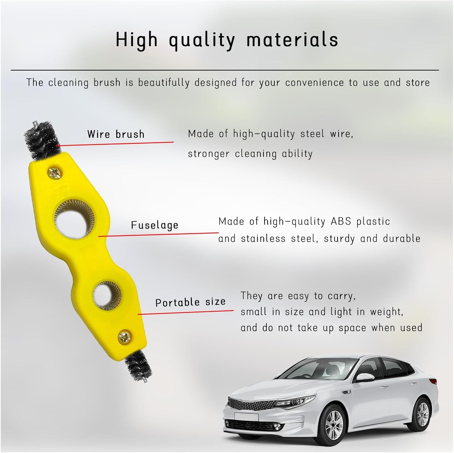 Car Battery Terminal Cleaning Brush, 4 in 1 Anti-Rust Auto 1 PC, Yellow