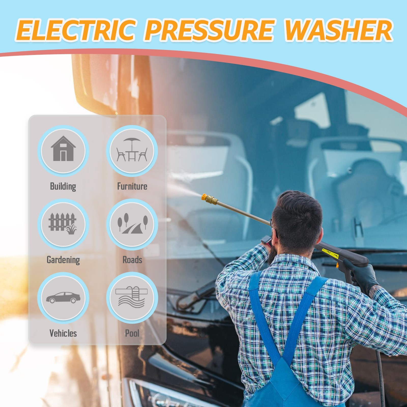 Pressure Washer 4200PSI 2.5GPM, Extension Hose Reel, Foam Cannon, for Outdoor