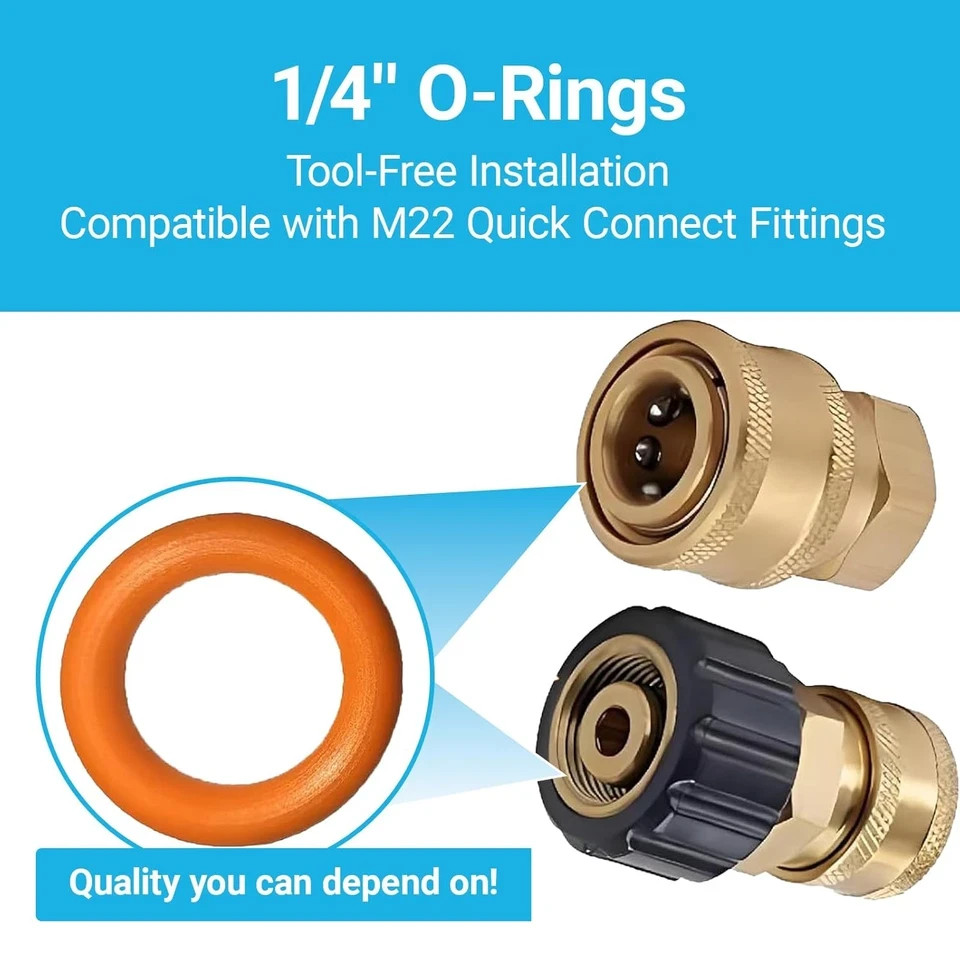 100-Pack 1/4″ Pressure Washer O-Rings for Quick Coupler Compatible with M22 Conn