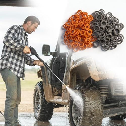 Pressure Washer O-Ring Kit 100PCS, 1/4” Red + 3/8” Gray Quick Connect Seals,