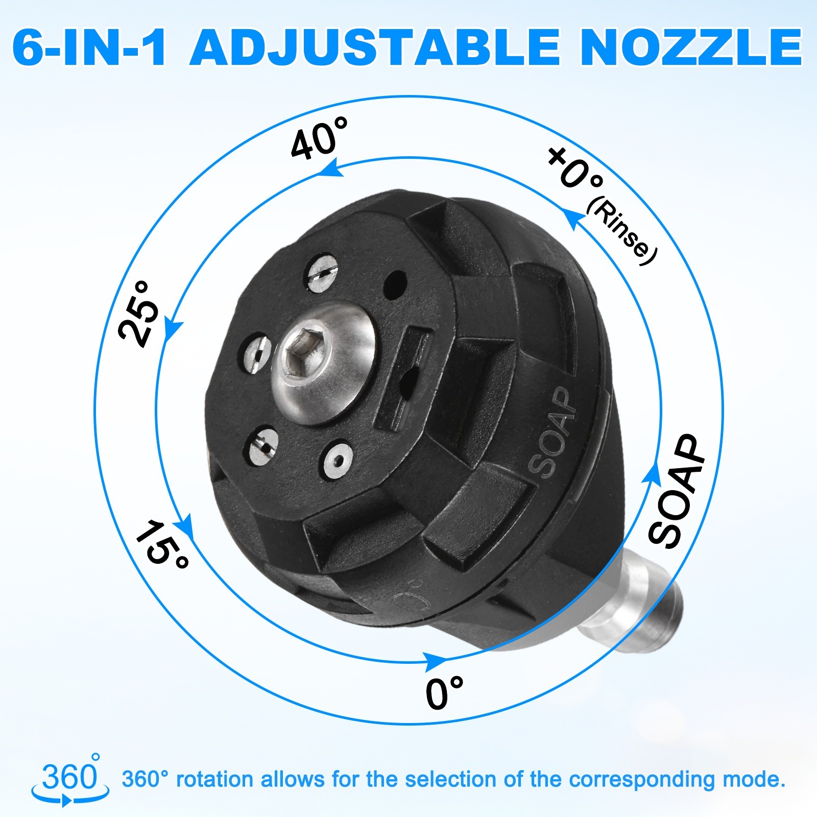 6-in-1 Pressure Washer Nozzle Tips with Connect Adapter, 3600PSI, 3.5GPM