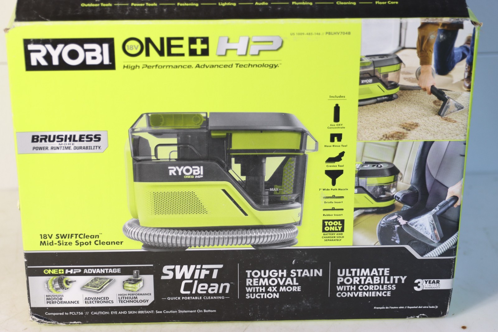 Very Used RYOBI 18V SWIFTClean Mid-Size Spot Cleaner Tool Only (MPBLHV704B)