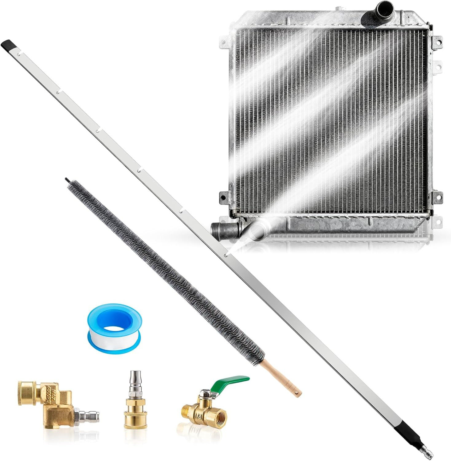40″ Radiator Cleaning Wand, 4500 PSI Radiator Cleaner Wand Water & Air Dual-Use,