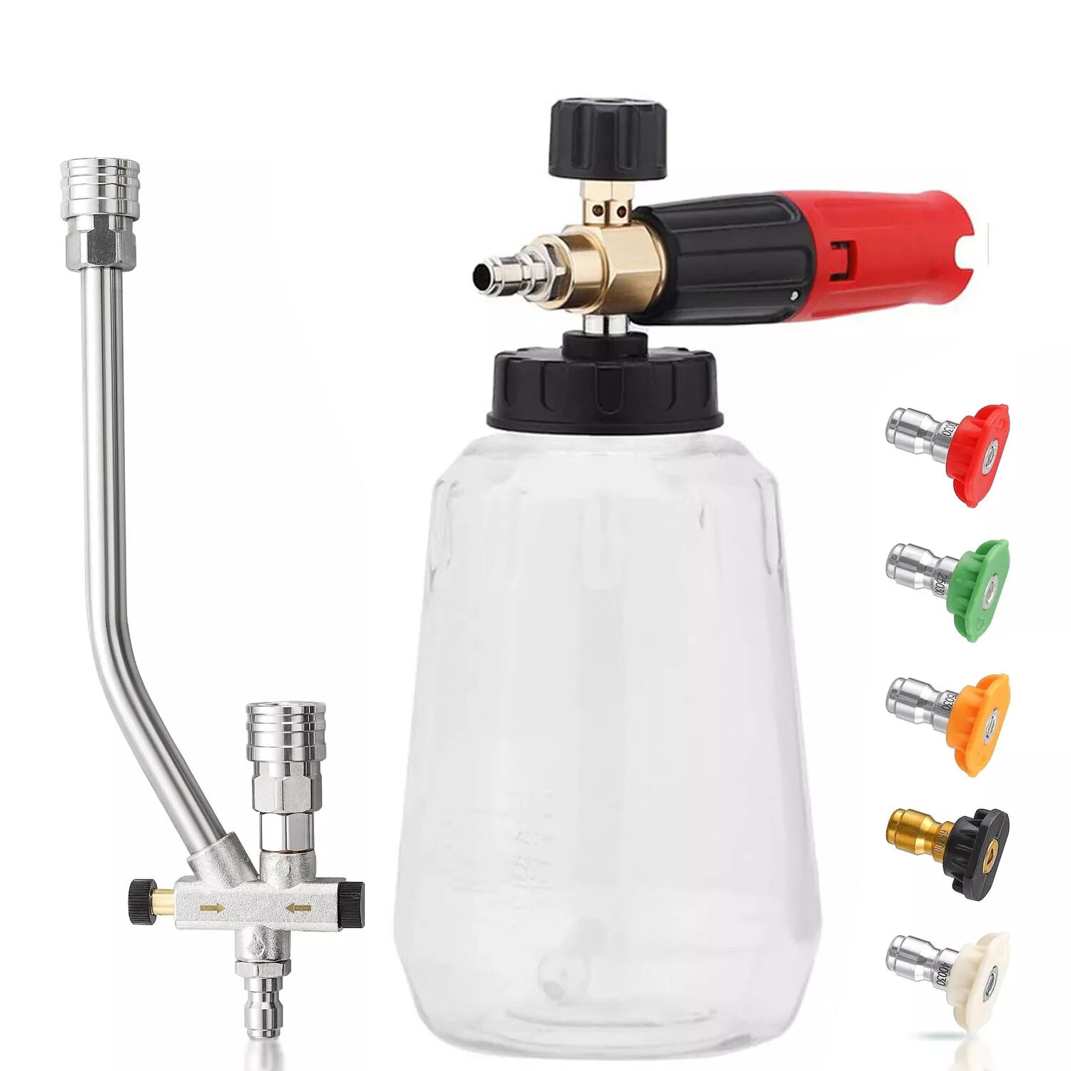 Pressure Washer Foam Cannon with Dual-Connector Double Tip Attachment Dual La…