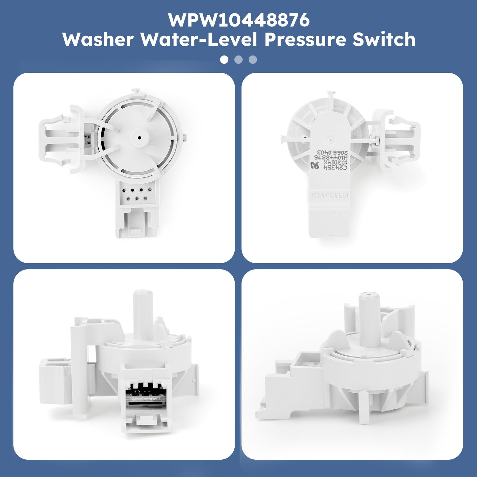 WPW10448876 Washer Water-Level Pressure Switch – Replacement for Whirlpool AP…