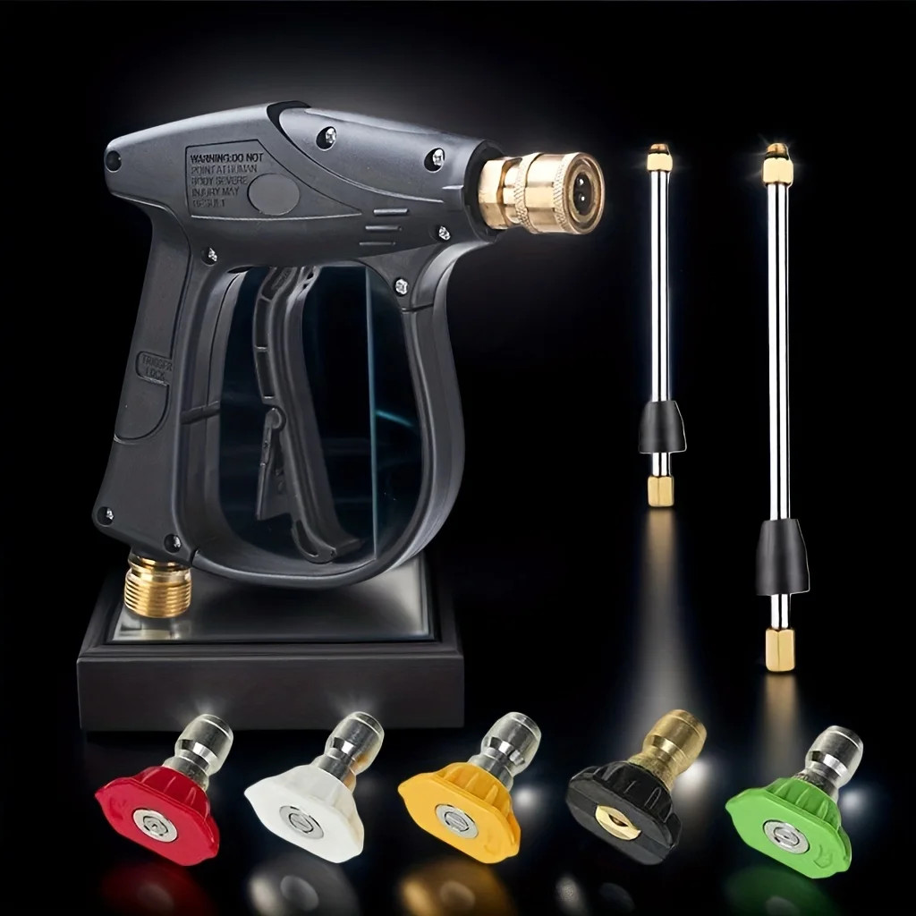 2175PSI High Pressure Washer Gun with M22-14 1/4″ Quick Connect, 5 Nozzles & M14