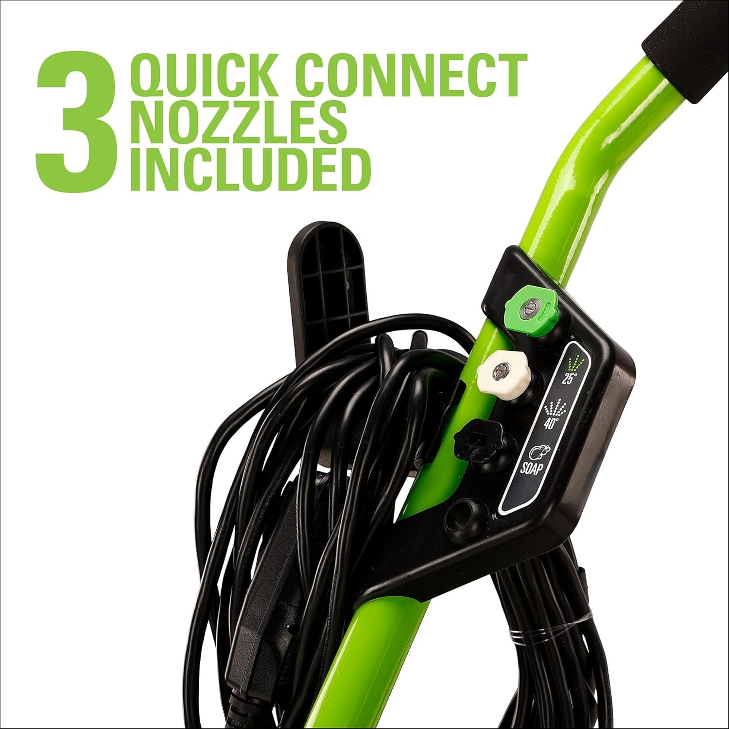 Greenworks 2000 PSI Electric Pressure Washer 20Ft Hose 35 Ft Cord 3 Nozzles