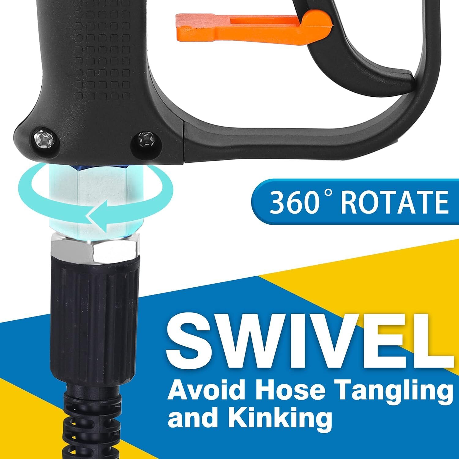 Pressure Washer Gun with Swivel Universal Power Washer Gun with 3/8” Quick C…