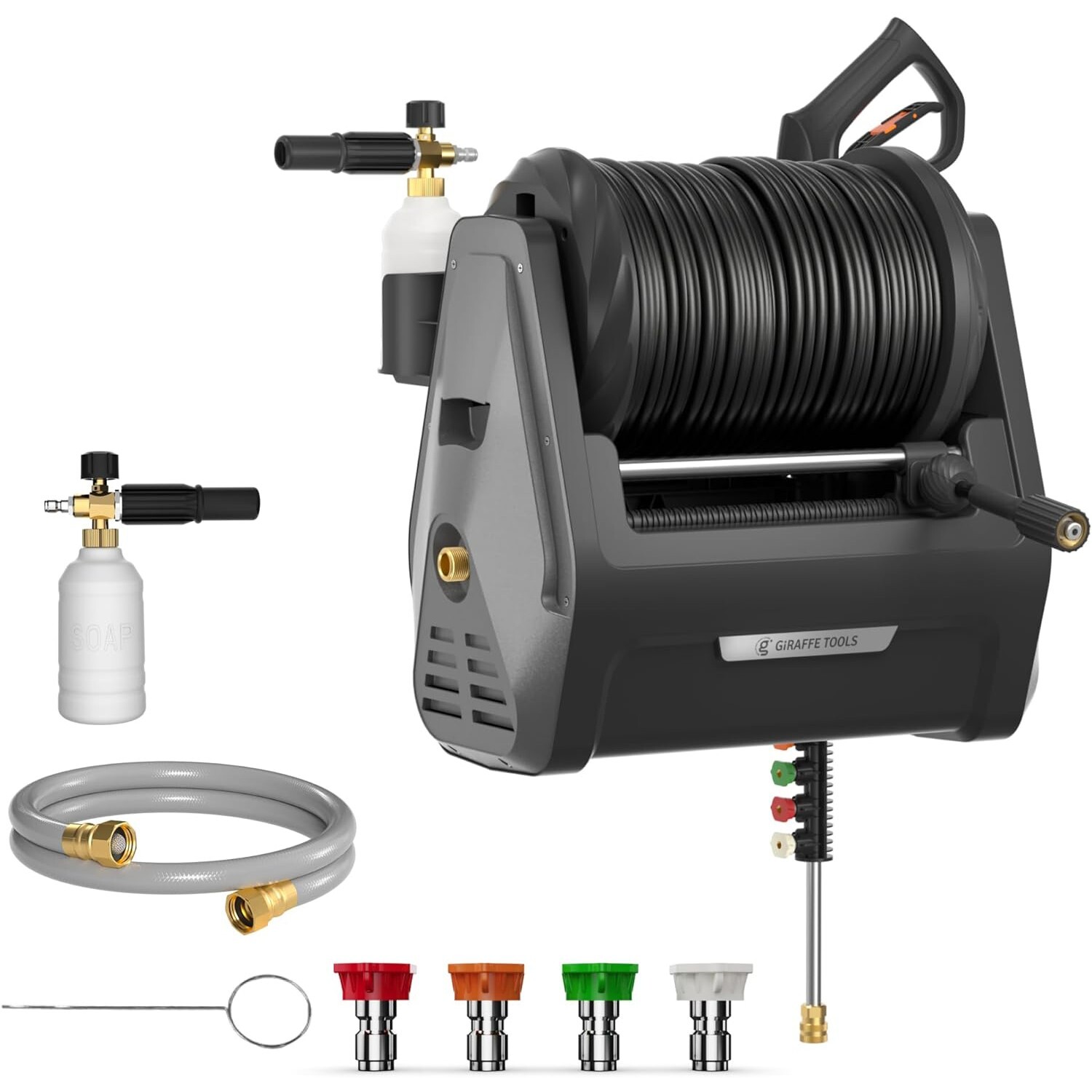 Giraffe Tools Electric High Pressure Washer Max 2900 PSI with 100FT Hose Reel