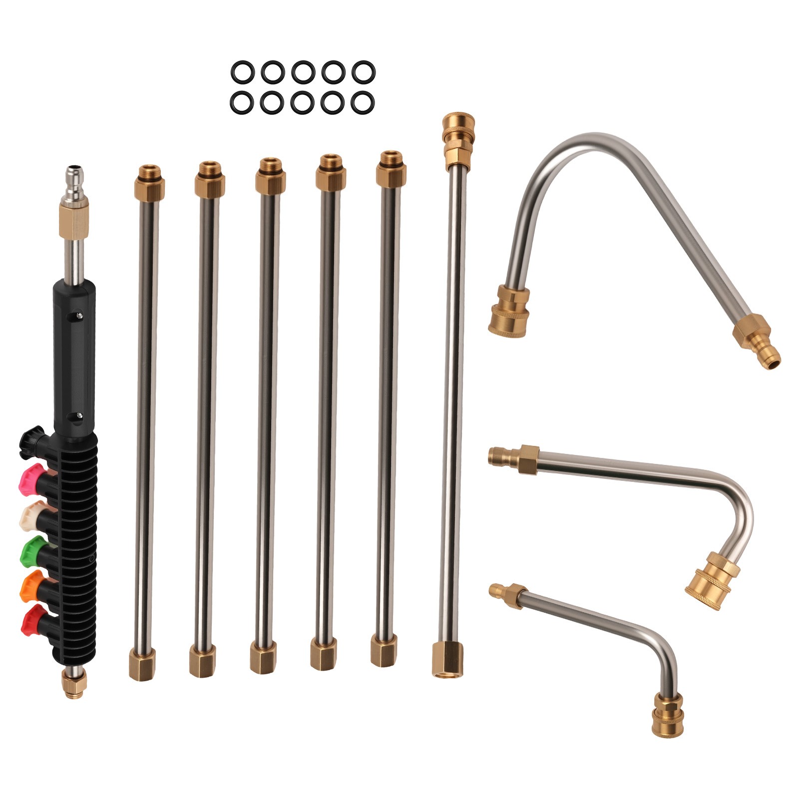 120″ Pressure Washer Extension Wand Brass 4000PSI w/ U Shape Wand 6 Spray Nozzle