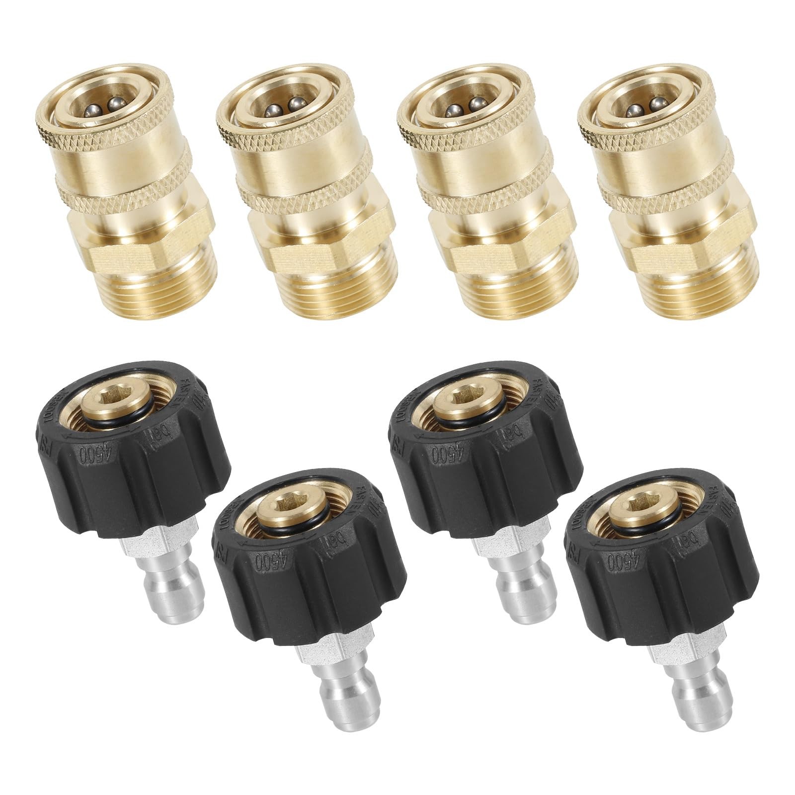 8 PCS 1/4 Inch Pressure Washer Quick Connect Kit Stainless M2214mm 4500 PSI