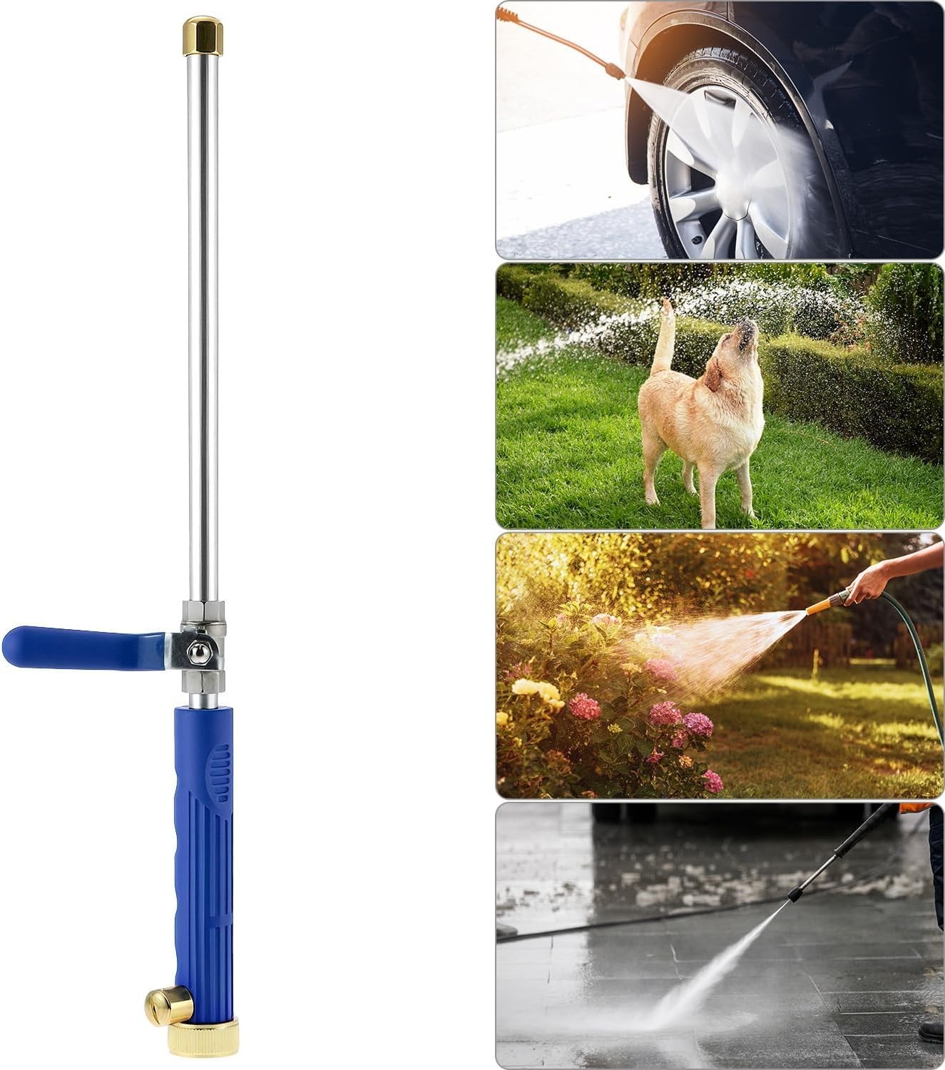 High Pressure Power Washer Wand, Water Hose Nozzle with 2 Spray Tips, Adjusta…