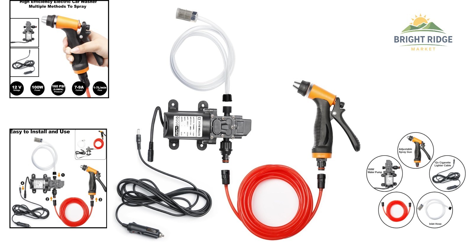 Portable Electric Pressure Washer with 20 Feet Hose for Home and Car Cleaning