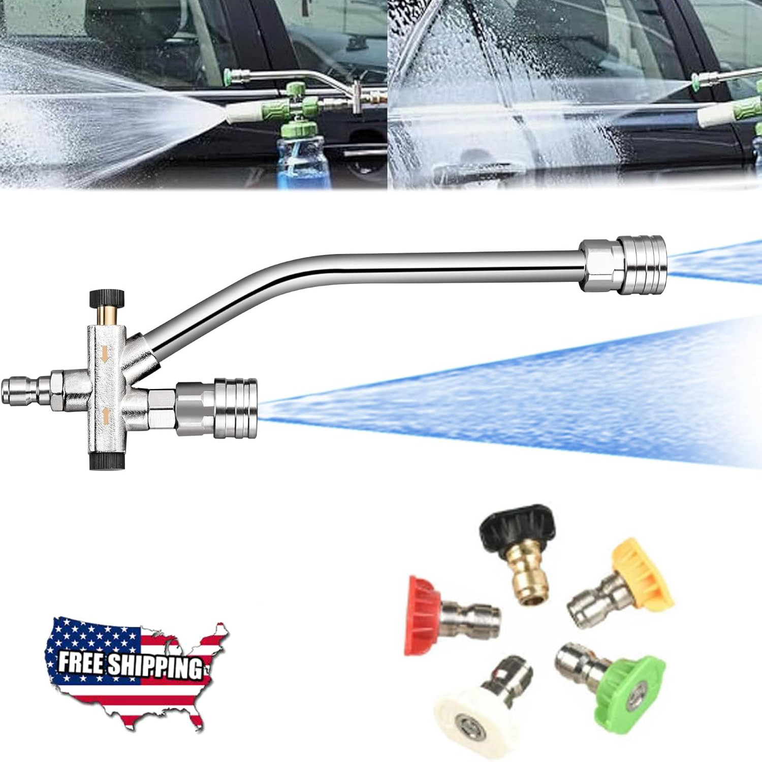 1L Snow Foam Lance Cannon Soap Bottle Dual-Connector Double Tip Attachment USA