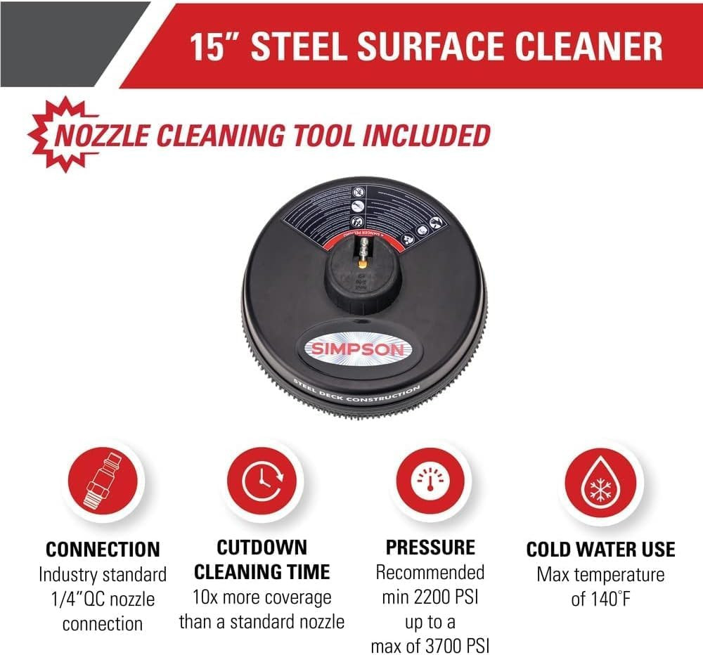 Simpson Cleaning 15″ Steel Pressure Washer Surface Cleaner | Driveway Cleaner, C