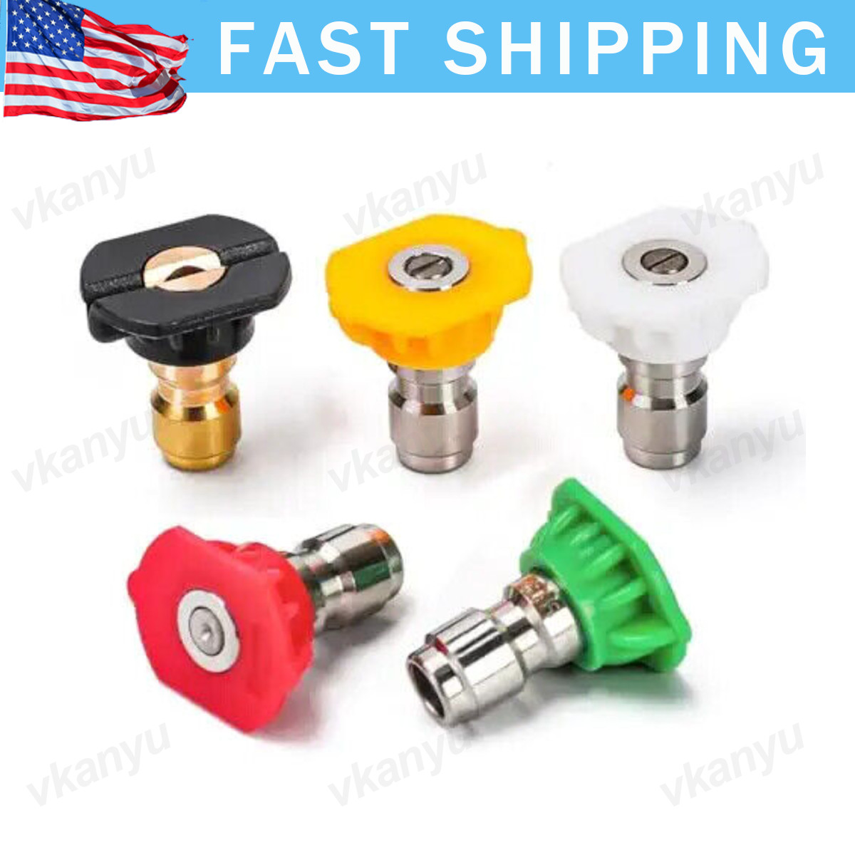 5X Pressure Washer Spray Nozzle Set Quick Connect 1/4″ High Power Tips US