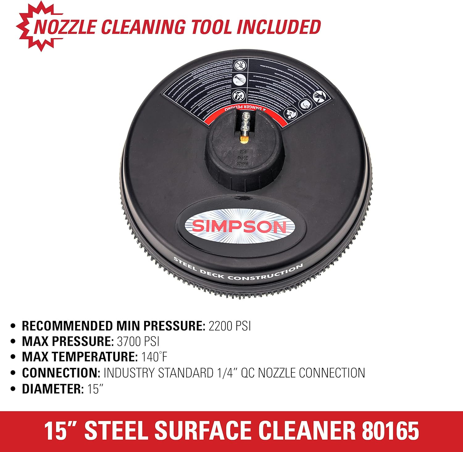 Cleaning 80165 Universal 15″ Steel Pressure Washer Surface Cleaner for Cold Wate