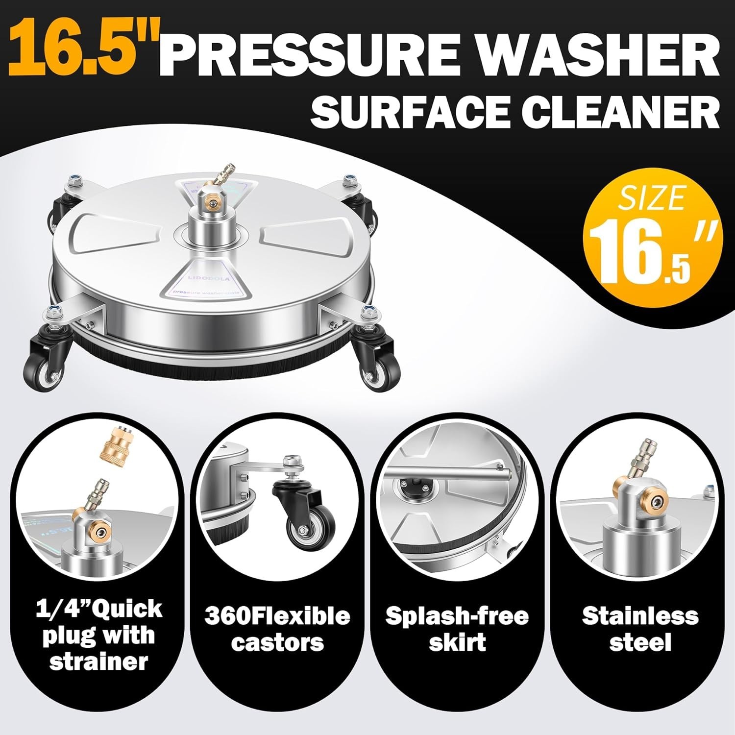 High-Performance Surface Cleaner with 4 Wheels for Effortless Cleaning Solutions