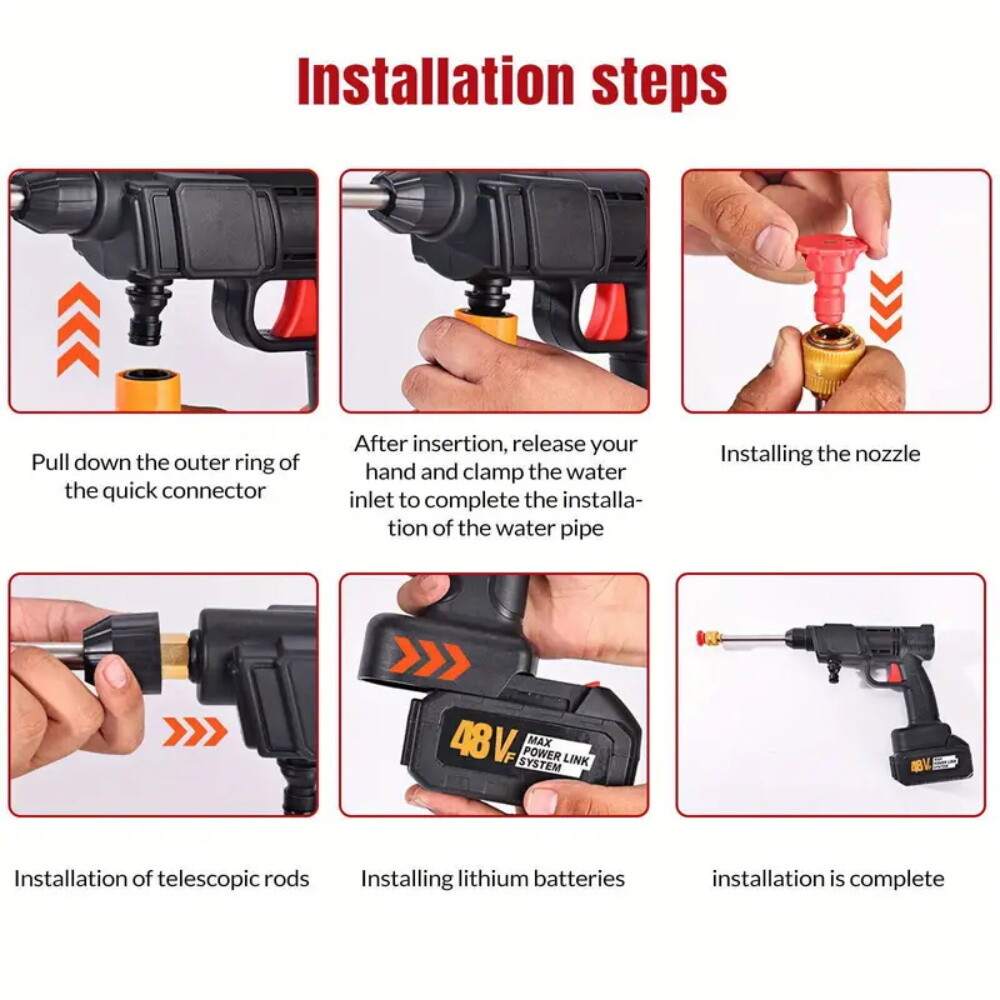 Cordless Electric High Pressure Water Spray Gun Car Washer Portable Cleaner Tool